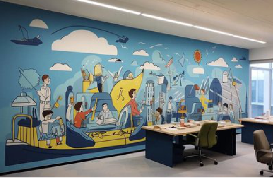 上高办公室墙绘的特点。