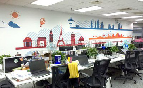 上高教你设计办公室墙绘的方法。