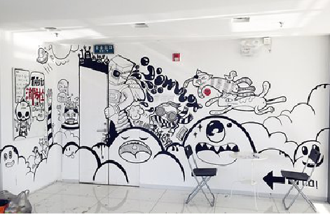 上高手绘墙并非传统涂鸦。